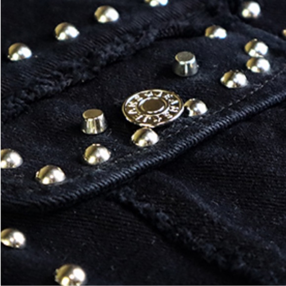 NEW APA Distressed Western Boyfriend Trucker Jacket Black Studs Size M NWT - Picture 7 of 8